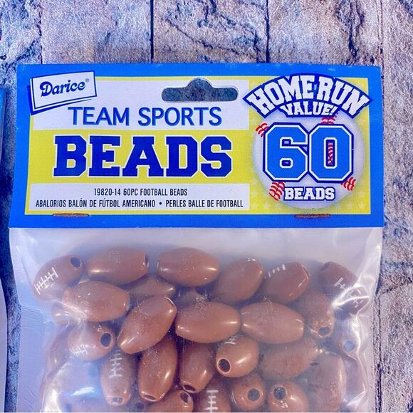 Darice NWT Team Sport Football Beads 3 Packs of 60 Each - Picture 3 of 4